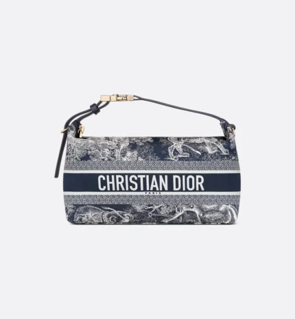 Medium DiorTravel Nomad Pouch Blue Toile de Jouy Reverse Technical Fabric